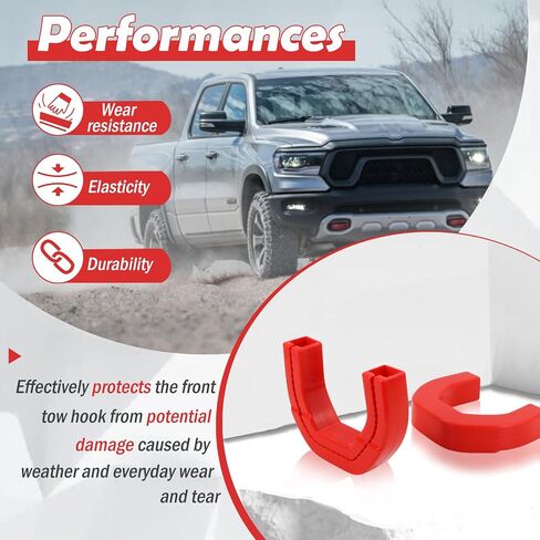 Tow Hook Covers Compatible with Ford F150 2004-2024, Bronco Base/Big Bend/Outer Banks 2021-2024, Toyota Tundra 2017-2021 (Red) in Saudi Arabia