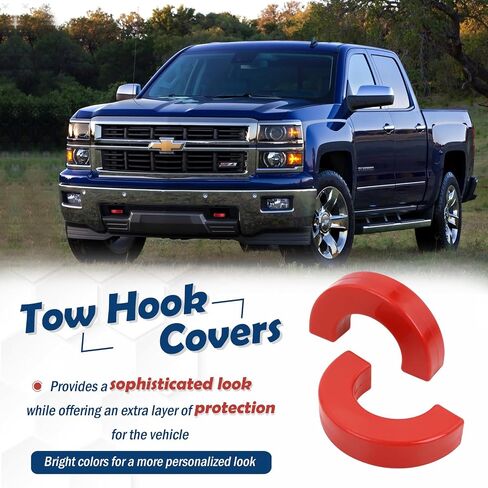 Tow Hook Covers Compatible with Ford F150 2004-2024, Bronco Base/Big Bend/Outer Banks 2021-2024, Toyota Tundra 2017-2021 (Red) in Saudi Arabia