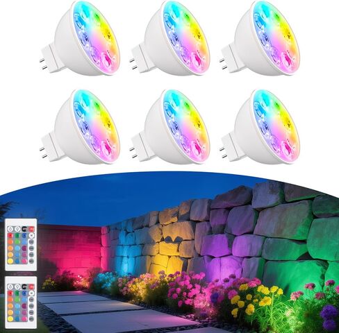 مصابيح LED متغيرة الألوان MR16، ضوء ثنائي الدبوس RGB GU5.3، أبيض دافئ + 15 لونًا متعدد الألوان وسطوع 4 مستويات على جهاز التحكم عن بعد لإضاءة المناظر الطبيعية ذات الجهد المنخفض 12 فولت، أضواء العطلات 4 وات 3 عبوات in Saudi Arabia