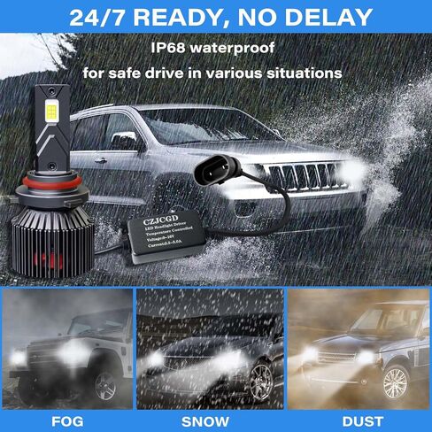 H1 Blubs, Fog Light Bulbs and High Beam, Low Beam, 500% Ultra Bright 6500K Cool White Light Blubs, Plug-N-Play, 1:1 Size Halogen Replacement Bulbs, IP68 Waterproof, Pack of 2 in Kuwait