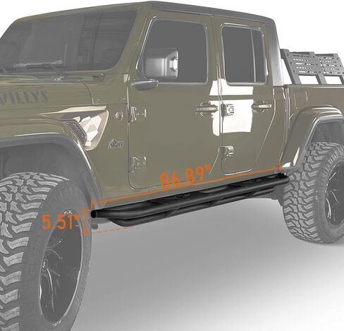Hooke Road Gladiator Cab Length Side Steps Tube Running Board Nerf Bar Rock Slider Rails for 2020-2025 Jeep Gladiator JT Pickup Sport Willys Overland Rubicon Mojave in Saudi Arabia