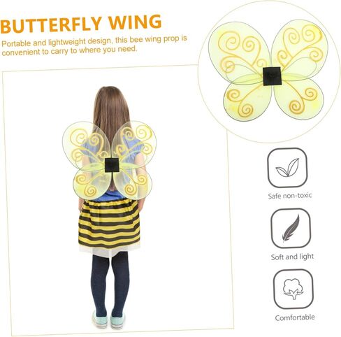 BESPORTBLE Bee Wing زي الدعامة أجنحة الجنية الصفراء للبنين والبنات لحفلات عيد الهالوين والمواد الإبداعية سهلة التخزين in Kuwait