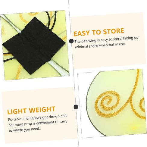BESPORTBLE Bee Wing زي الدعامة أجنحة الجنية الصفراء للبنين والبنات لحفلات عيد الهالوين والمواد الإبداعية سهلة التخزين in Kuwait