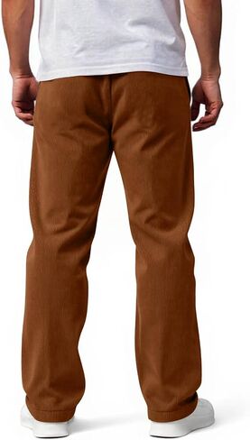 Mens Corduroy Pants Slim Fit Baggy Big and Tall Straight Leg Casual Sweatpants Relaxed Fit Elastic Waist Drawstring Trousers in Kuwait