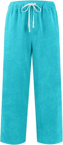 Mens Corduroy Pants Slim Fit Baggy Big and Tall Straight Leg Casual Sweatpants Relaxed Fit Elastic Waist Drawstring Trousers in Kuwait