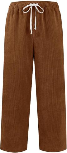 Mens Corduroy Pants Slim Fit Baggy Big and Tall Straight Leg Casual Sweatpants Relaxed Fit Elastic Waist Drawstring Trousers in Kuwait