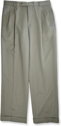 Brooks Brothers Mens Madison Traditional Fit Pleated Front Cuffed Wool Pants, in Kuwait