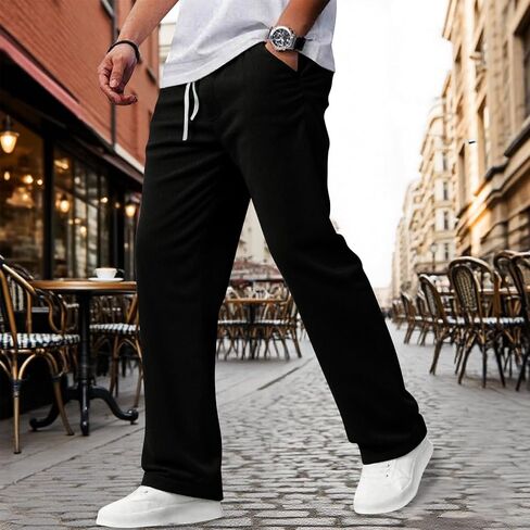 سروال قصير رجالي سليم صالح فضفاض كبير وطويل القامة مستقيم الساق Sweatpants غير رسمية استرخاء صالح مرونة الخصر الرباط بنطلون in Saudi Arabia