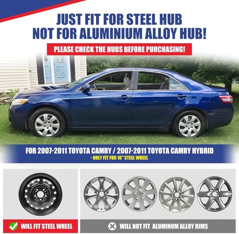 NIXON OFFROAD 16 بوصة Hubcaps لسيارة Toyota Camry (بما في ذلك الهجين) 2007-2011 [عجلة فولاذية مناسبة فقط] غطاء حافة العجلة (مجموعة من 4) أغطية محور PP بديلة للسيارة (ورنيش، 5092GStyle) in Saudi Arabia