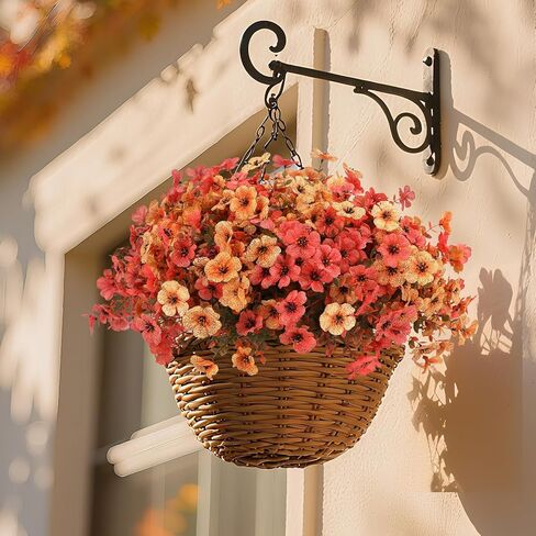 Fall Flowers Artificial Mums for Outdoors, 20 Bundles UV Resistant Silk Fake Daisy with Eucalyptus Leaves No Fade Greenery for Porch Patio Garden Front Door Fall Decoration(Orange and Yellow) in Kuwait