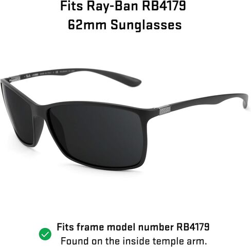 Revant Replacement Lenses for Ray-Ban RB4179 62mm sunglasses, UV Protection, Anti-Scratch and Impact Resistant, Elite Polarized Black Chrome Mirrored in Saudi Arabia