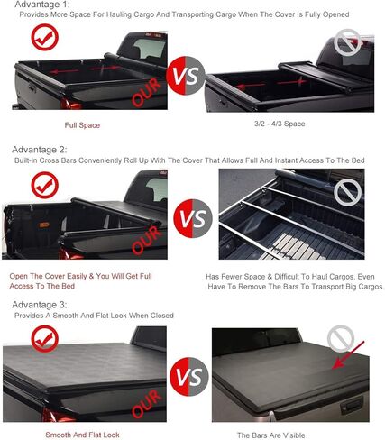 غطاء تونيو ناعم قابل للطي مقاس 6'1 بوصة متوافق مع 1986-1997 Nissan Pickup & D21 غطاء سرير شاحنة طويل من الفينيل | Fleetside | مناسب لمسار مرافق المصنع in Kuwait