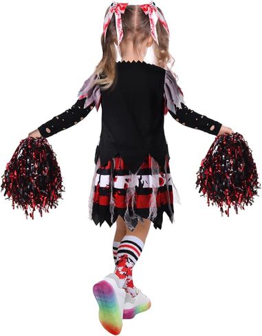 Dead Cheerleader Costume for Girls, Scary Bloody Kids Halloween Costumes for Halloween Dress Up Parties in Kuwait
