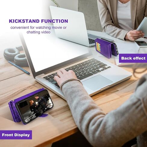 Harryshell for iPhone 15 / iPhone 14 / iPhone 13 محفظة مغناطيسية قابلة للفصل ، متوافقة مع شحن Magsafe اللاسلكي ، فتحات بطاقة [سرقة الفتحة] ، حزام سحاب نقدي (زهري النبيذ الأحمر) in Kuwait
