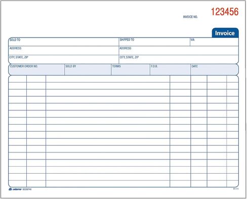 Adams Spiral Invoice Book, 8 1/2 x 7 1/4 Inches, 2-Part, Carbonless, White/Canary, 50 Sets per Book (SCD8740) in Saudi Arabia