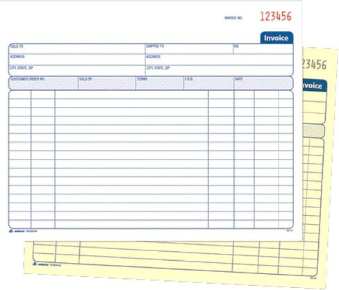 Adams Spiral Invoice Book, 8 1/2 x 7 1/4 Inches, 2-Part, Carbonless, White/Canary, 50 Sets per Book (SCD8740) in Saudi Arabia