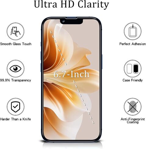 MAYtobe [2 Pack] Designed for iPhone 13, iPhone 13 Pro Screen Protector Tempered Glass, Case Friendly, Bubble Free, Easy to Install in Kuwait