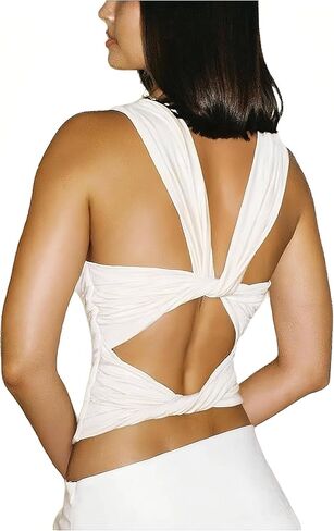 SweatyRocks Women's Y2K Cowl Neck Backless Top Twist Ties Ruched Crop Tops Cut Out Sexy Party Club Outfits in Saudi Arabia