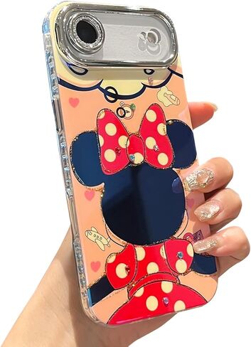 بالنسبة إلى iPhone 16 Pro Max Case Camera Camera Protection Glitter Bling pattern pattern design print pumper soft frack prockproof progractive for girls and women ، sparcly minnie in Kuwait