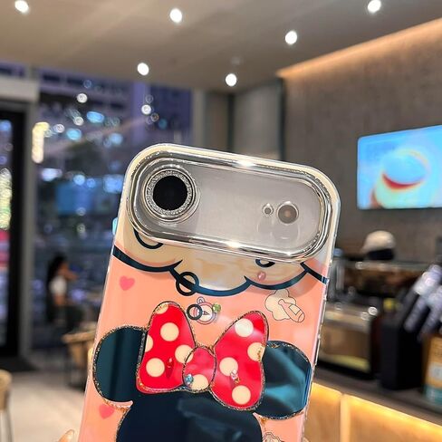 بالنسبة إلى iPhone 16 Pro Max Case Camera Camera Protection Glitter Bling pattern pattern design print pumper soft frack prockproof progractive for girls and women ، sparcly minnie in Kuwait