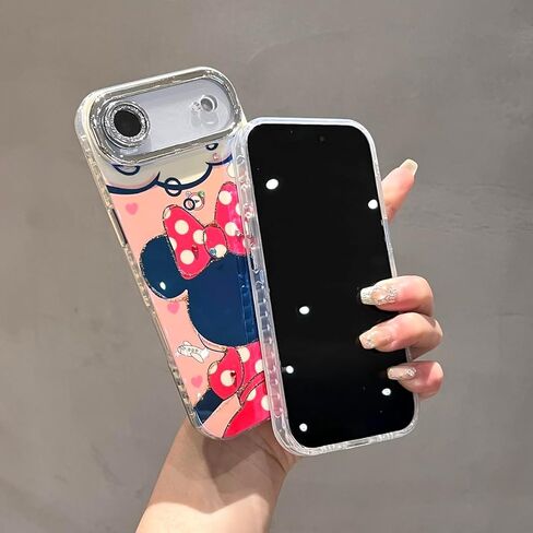 بالنسبة إلى iPhone 16 Pro Max Case Camera Camera Protection Glitter Bling pattern pattern design print pumper soft frack prockproof progractive for girls and women ، sparcly minnie in Kuwait