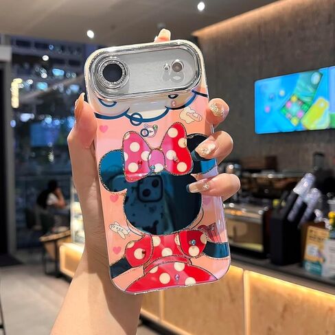 بالنسبة إلى iPhone 16 Pro Max Case Camera Camera Protection Glitter Bling pattern pattern design print pumper soft frack prockproof progractive for girls and women ، sparcly minnie in Kuwait