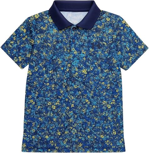 قميص بولو عالي الأداء للأولاد من Under Armour (للأطفال الكبار) أسود/وردي متمرد/أسود LG (للأطفال الكبار من عمر 14 إلى 16 عامًا) in Kuwait