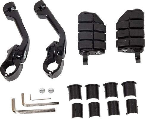 1.25'' Long Highway Foot Pegs Compatible with Harley Softail Sporster Dyna Road King Electra Glide Street Glide Models w/Quick Clamps Footpegs Black in Saudi Arabia