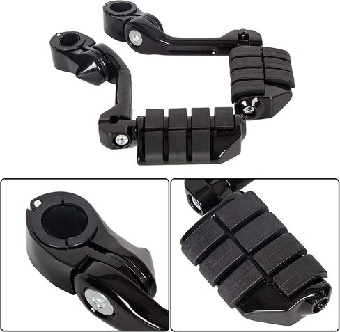1.25'' Long Highway Foot Pegs Compatible with Harley Softail Sporster Dyna Road King Electra Glide Street Glide Models w/Quick Clamps Footpegs Black in Saudi Arabia