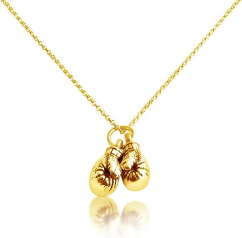 Gold Plated Silver Necklace 3D Boxing Gloves Pendant Necklace in Kuwait