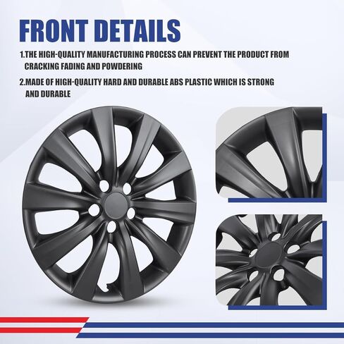 مجموعة أغطية إطارات WolfX مقاس 16 بوصة مكونة من 4 غطاء حافة عجلة لسيارة Toyota Corolla 2009-2025 (متضمنة لسيارة Toyota Matrix 2009-2014) (تناسب فقط المحور الفولاذي) استبدال غطاء محور حافة العجلة من مادة ABS+PC، أسود غير لامع 2 in Kuwait
