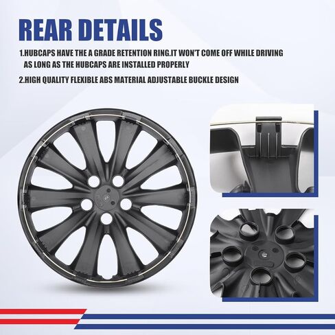 مجموعة أغطية إطارات WolfX مقاس 16 بوصة مكونة من 4 غطاء حافة عجلة لسيارة Toyota Corolla 2009-2025 (متضمنة لسيارة Toyota Matrix 2009-2014) (تناسب فقط المحور الفولاذي) استبدال غطاء محور حافة العجلة من مادة ABS+PC، أسود غير لامع 2 in Kuwait