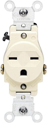 Leviton 5029-W 15-Amp, 250-Volt, Narrow Body Single Receptacle, Straight Blade, Commercial Grade, Steel, Grounding, White, Pack of 1 in Kuwait