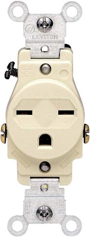 Leviton 5029-W 15-Amp, 250-Volt, Narrow Body Single Receptacle, Straight Blade, Commercial Grade, Steel, Grounding, White, Pack of 1 in Kuwait