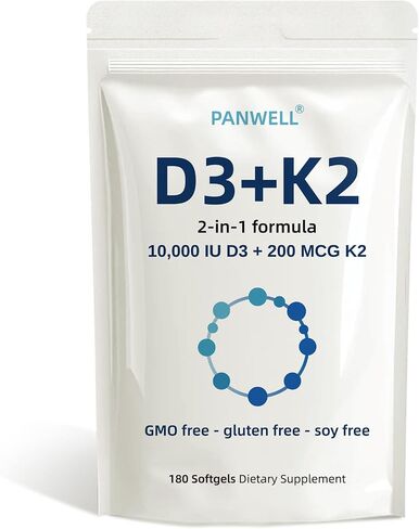كبسولات بانويل المكملة بفيتامين D3 K2 - 2 في 1 فيتامينات D وK مع MK7 | مكمل سهل البلع لامتصاص الكالسيوم وصحة العظام والأسنان والمناعة in Saudi Arabia