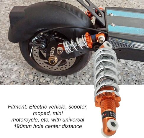 Motorcycle Rear Shock Absorber 190mm 1200lbs 8mm Hole Damping Suspension Adjustable Spring Shock Damper for Mini Pocket Bike, Electric Scooter, Dirt Bike in Saudi Arabia