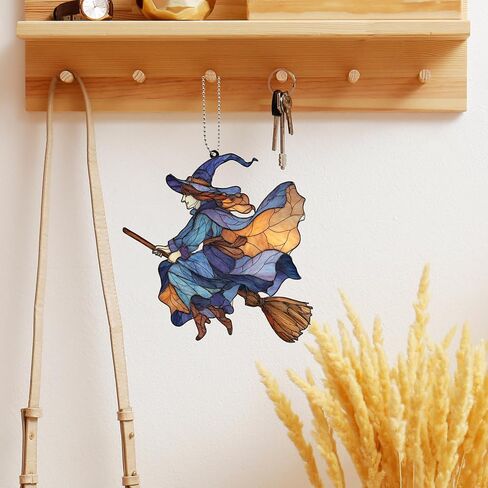 Spooky Witch Car Hanging Accessories,Halloween Christmas Tree Witch Rides The Broom,Party Indoor Outdoor Home Tree Decorations,for Friends and Family Goth Lovers Gifts (Witch Rides) in Kuwait