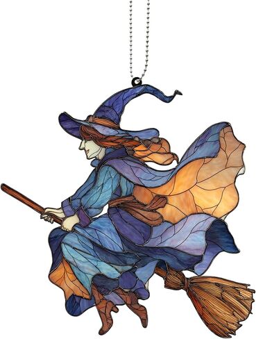 Spooky Witch Car Hanging Accessories,Halloween Christmas Tree Witch Rides The Broom,Party Indoor Outdoor Home Tree Decorations,for Friends and Family Goth Lovers Gifts (Witch Rides) in Kuwait