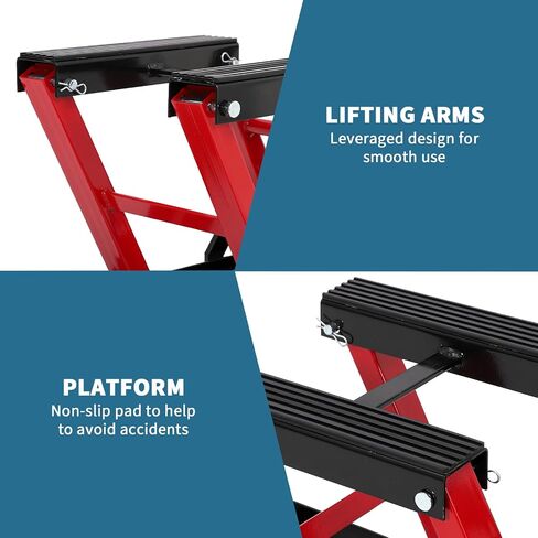 Hydraulic Motorcycle Lift Jack 1500Lb Capacity ATV Scissor Jack with 4.7-14.57in Height Adjustment, Non-Slip Platform & 360° Swivel Casters, Garage Lift for Dirkbikes, Utvs, Red in Saudi Arabia