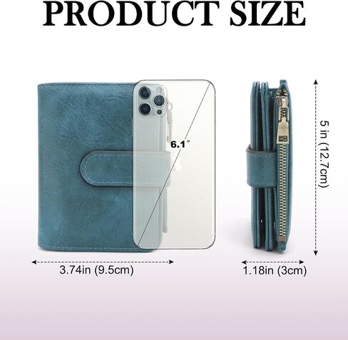 RFID Blocking Wallet for Women Vegan Leather Tri-Fold with Zipper Coin Pocket 12 Card Slots Anti-Theft Clasp Waterproof Slim Design 17 Pockets Holds Cards Cash SIM (Brown) in Saudi Arabia