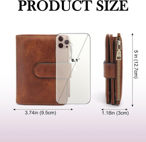 RFID Blocking Wallet for Women Vegan Leather Tri-Fold with Zipper Coin Pocket 12 Card Slots Anti-Theft Clasp Waterproof Slim Design 17 Pockets Holds Cards Cash SIM (Brown) in Saudi Arabia