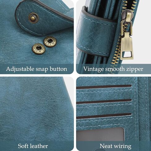 RFID Blocking Wallet for Women Vegan Leather Tri-Fold with Zipper Coin Pocket 12 Card Slots Anti-Theft Clasp Waterproof Slim Design 17 Pockets Holds Cards Cash SIM (Brown) in Saudi Arabia