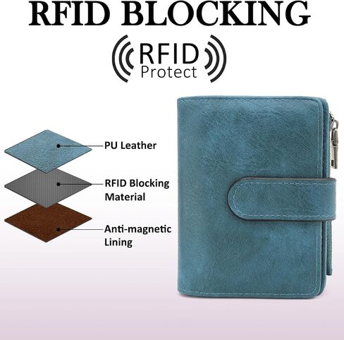 RFID Blocking Wallet for Women Vegan Leather Tri-Fold with Zipper Coin Pocket 12 Card Slots Anti-Theft Clasp Waterproof Slim Design 17 Pockets Holds Cards Cash SIM (Brown) in Saudi Arabia