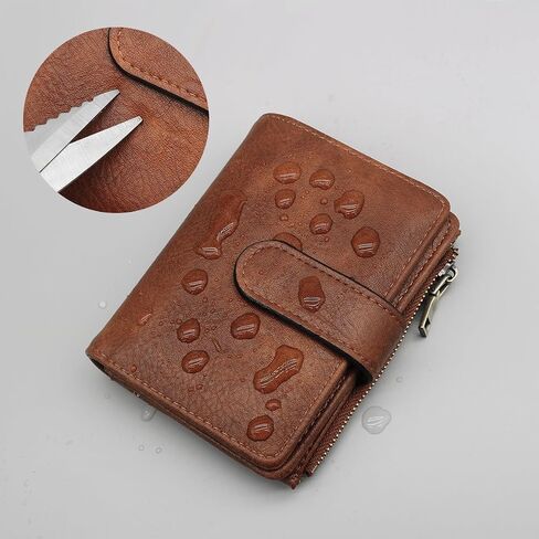 RFID Blocking Wallet for Women Vegan Leather Tri-Fold with Zipper Coin Pocket 12 Card Slots Anti-Theft Clasp Waterproof Slim Design 17 Pockets Holds Cards Cash SIM (Brown) in Saudi Arabia