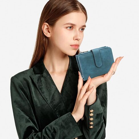 RFID Blocking Wallet for Women Vegan Leather Tri-Fold with Zipper Coin Pocket 12 Card Slots Anti-Theft Clasp Waterproof Slim Design 17 Pockets Holds Cards Cash SIM (Brown) in Saudi Arabia