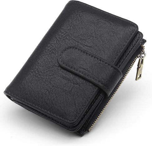 RFID Blocking Wallet for Women Vegan Leather Tri-Fold with Zipper Coin Pocket 12 Card Slots Anti-Theft Clasp Waterproof Slim Design 17 Pockets Holds Cards Cash SIM (Brown) in Saudi Arabia