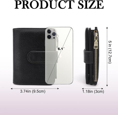 RFID Blocking Wallet for Women Vegan Leather Tri-Fold with Zipper Coin Pocket 12 Card Slots Anti-Theft Clasp Waterproof Slim Design 17 Pockets Holds Cards Cash SIM (Brown) in Saudi Arabia