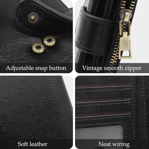 RFID Blocking Wallet for Women Vegan Leather Tri-Fold with Zipper Coin Pocket 12 Card Slots Anti-Theft Clasp Waterproof Slim Design 17 Pockets Holds Cards Cash SIM (Brown) in Saudi Arabia