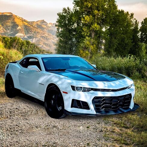 المصد الأمامي من IKON MOTORSPORTS متوافق مع 2014-2015 Chevy Camaro، غطاء مصد من البولي بروبيلين باللون الأسود طراز 1LE مع شبكة + شفة سفلية + غطاء Foglight in Saudi Arabia