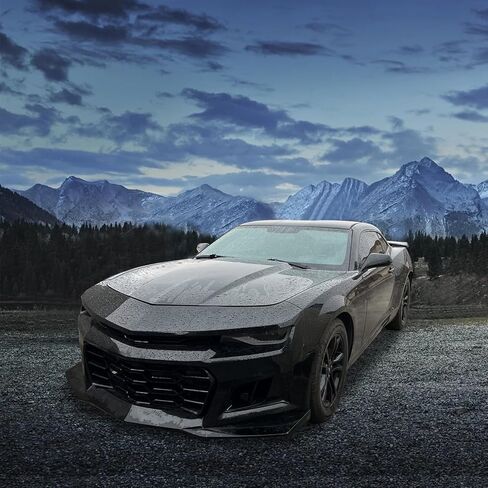 المصد الأمامي من IKON MOTORSPORTS متوافق مع 2014-2015 Chevy Camaro، غطاء مصد من البولي بروبيلين باللون الأسود طراز 1LE مع شبكة + شفة سفلية + غطاء Foglight in Saudi Arabia